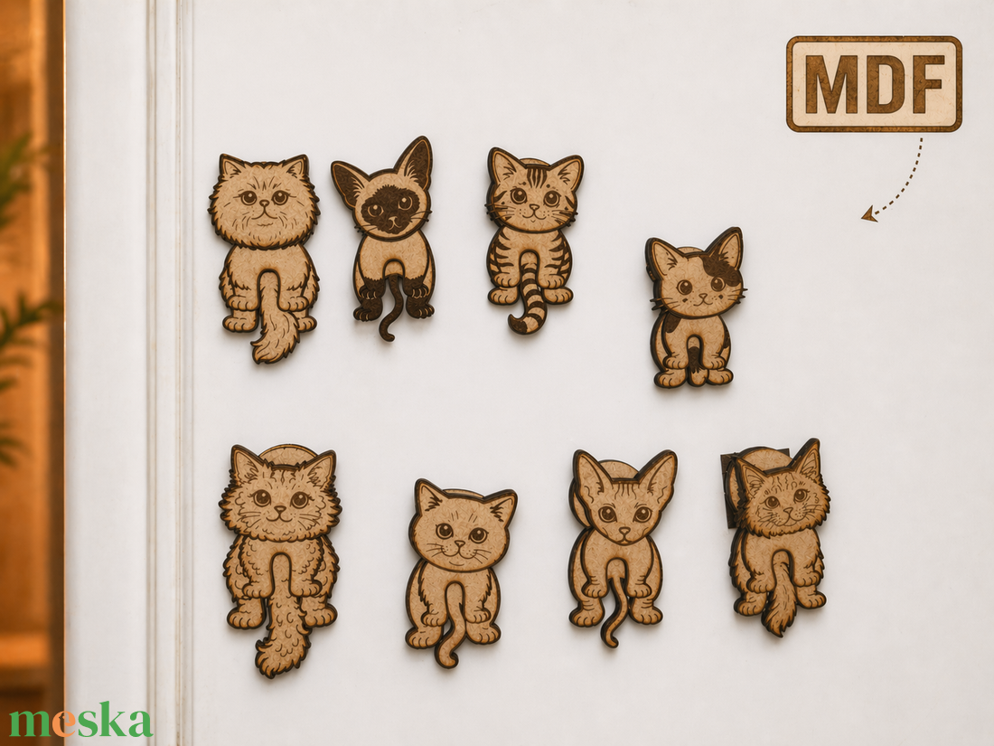 Cuki macskás hűtőmágnes � egyedi névvel, mozgatható fa ajándék gazdiknak - otthon & életmód - konyhafelszerelés, tálalás - konyhai dekoráció - hűtőmágnes - Meska.hu
