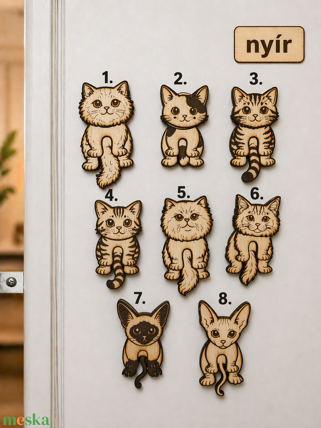 Cuki macskás hűtőmágnes � egyedi névvel, mozgatható fa ajándék gazdiknak - otthon & életmód - konyhafelszerelés, tálalás - konyhai dekoráció - hűtőmágnes - Meska.hu