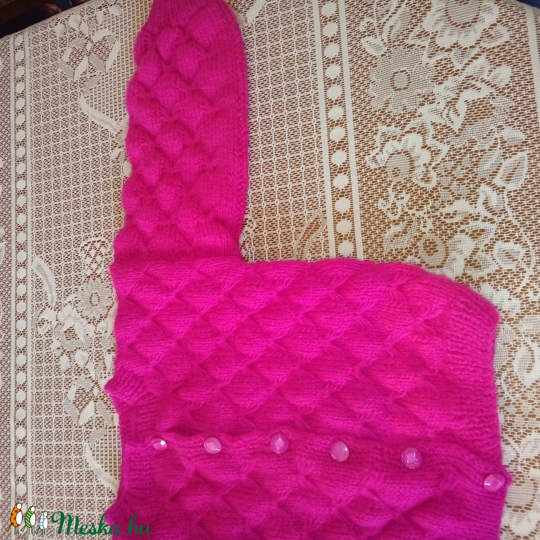 Pink kötött gyermek kabátka -  - Meska.hu