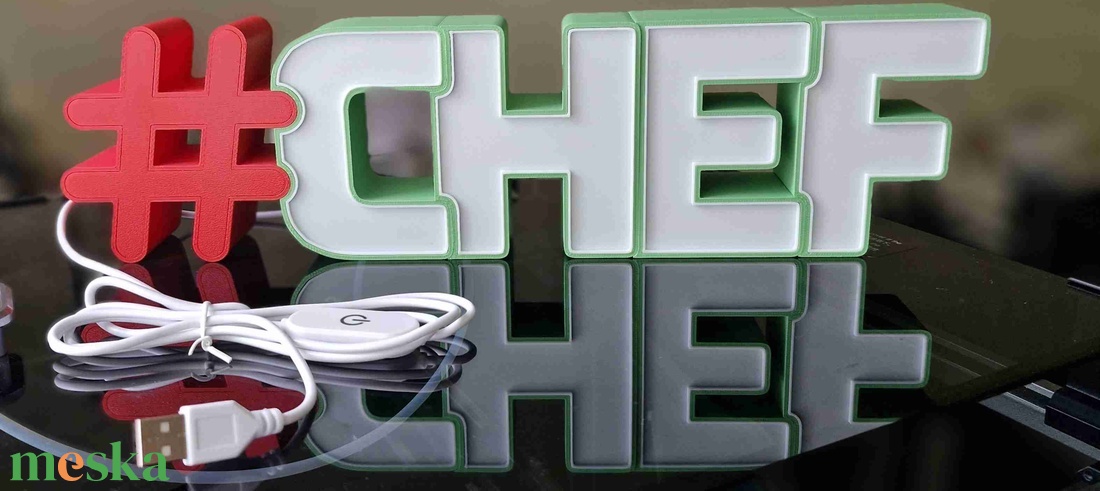 #CHEF 3D led világító felirat - otthon & életmód - lámpa - hangulatlámpa - Meska.hu
