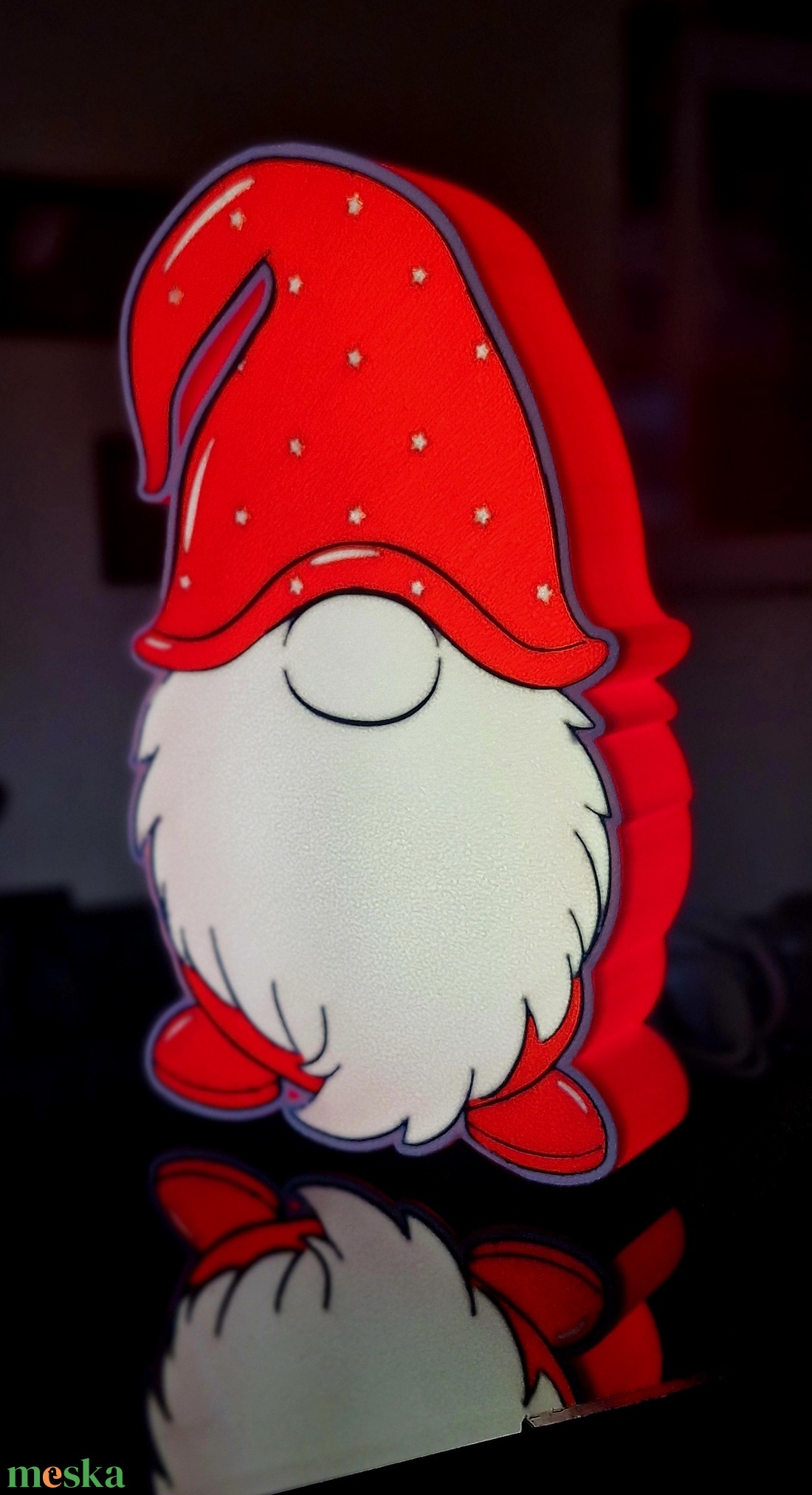 Karácsonyi manó 3D led díszlámpa (lightbox) - karácsony - karácsonyi lakásdekoráció - karácsonyi manók, figurák - Meska.hu