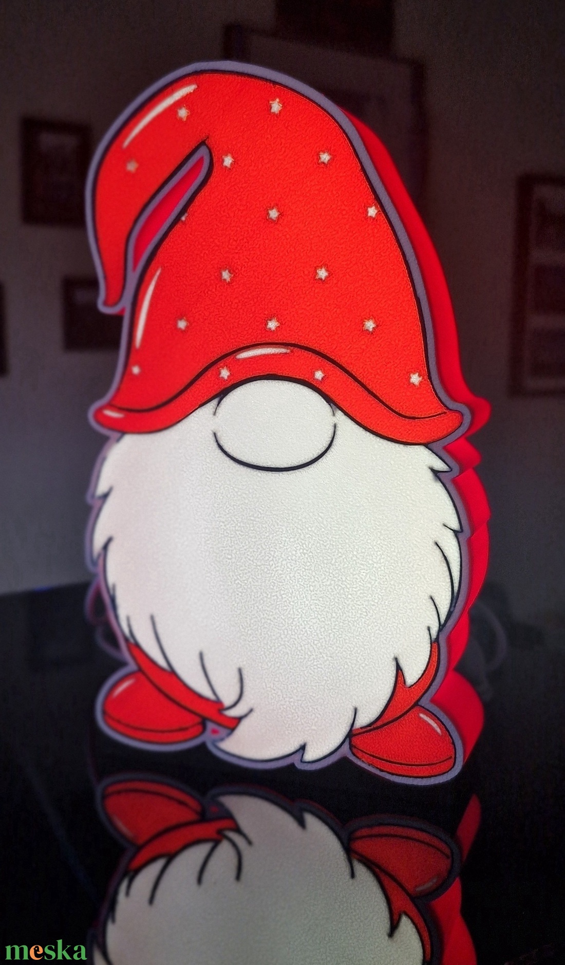 Karácsonyi manó 3D led díszlámpa (lightbox) - karácsony - karácsonyi lakásdekoráció - karácsonyi manók, figurák - Meska.hu