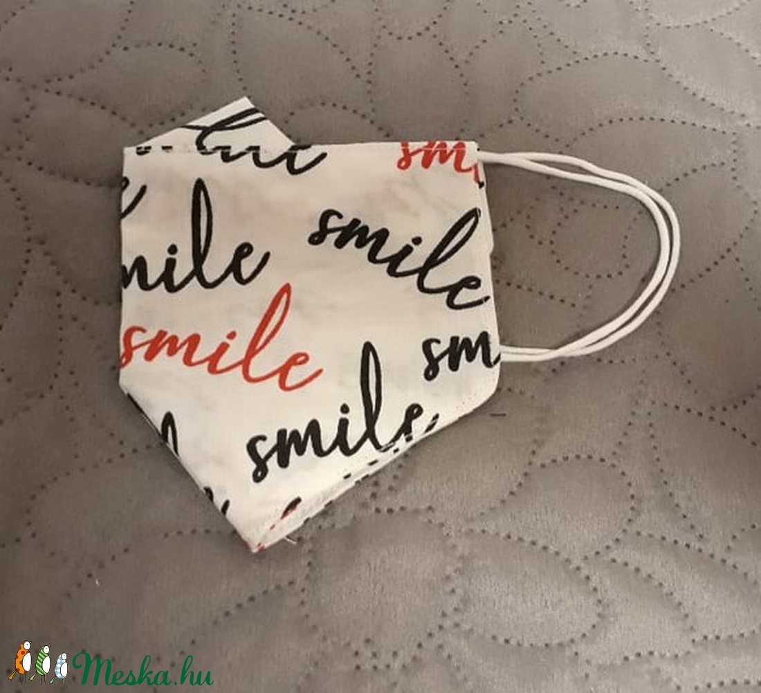 Smile feliratos arcmaszk szemüvegeseknek is :) többször használatos - két réteg tiszta pamut anyagból készült  - gyerek - gyerek - Meska.hu