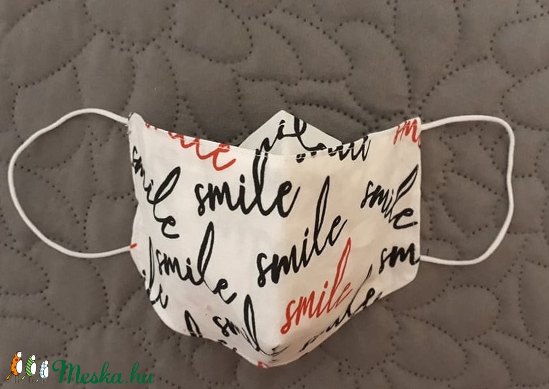 Smile feliratos arcmaszk szemüvegeseknek is :) többször használatos - két réteg tiszta pamut anyagból készült  - gyerek - gyerek - Meska.hu