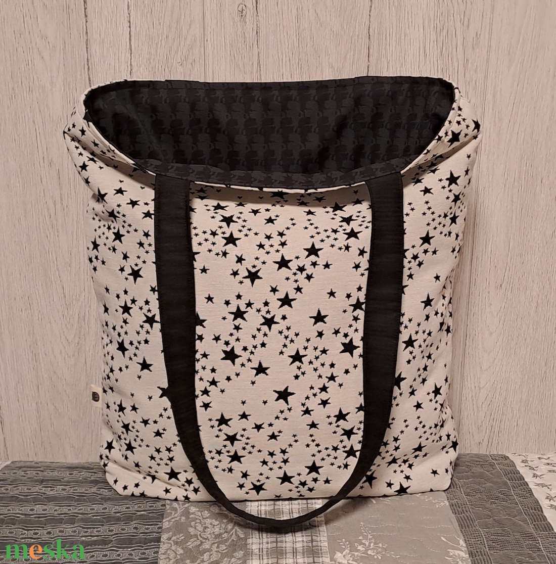 Fekete-fehér :) kifordítom-befordítom szatyor, ökotáska, válltáska - táska & tok - bevásárlás & shopper táska - shopper, textiltáska, szatyor - Meska.hu