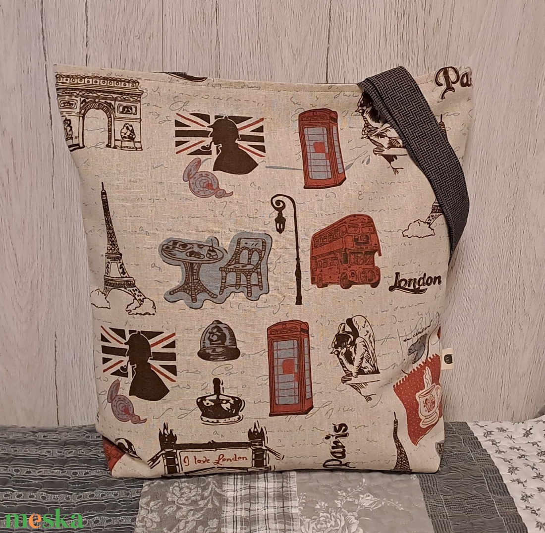 London, Párizs :) kifordítom-befordítom szatyor, ökotáska, válltáska - táska & tok - bevásárlás & shopper táska - shopper, textiltáska, szatyor - Meska.hu
