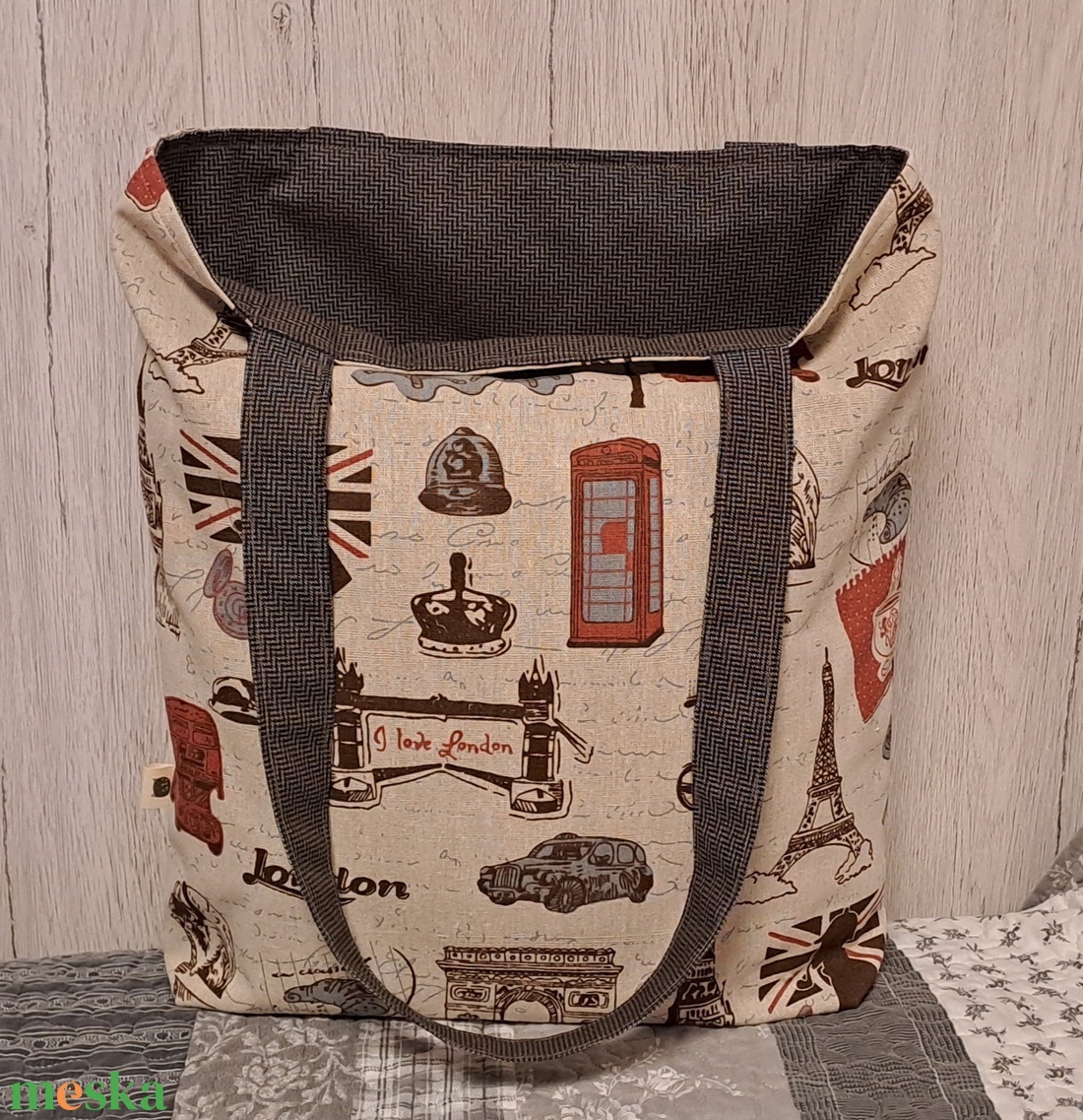London, Párizs :) kifordítom-befordítom szatyor, ökotáska, válltáska - táska & tok - bevásárlás & shopper táska - shopper, textiltáska, szatyor - Meska.hu
