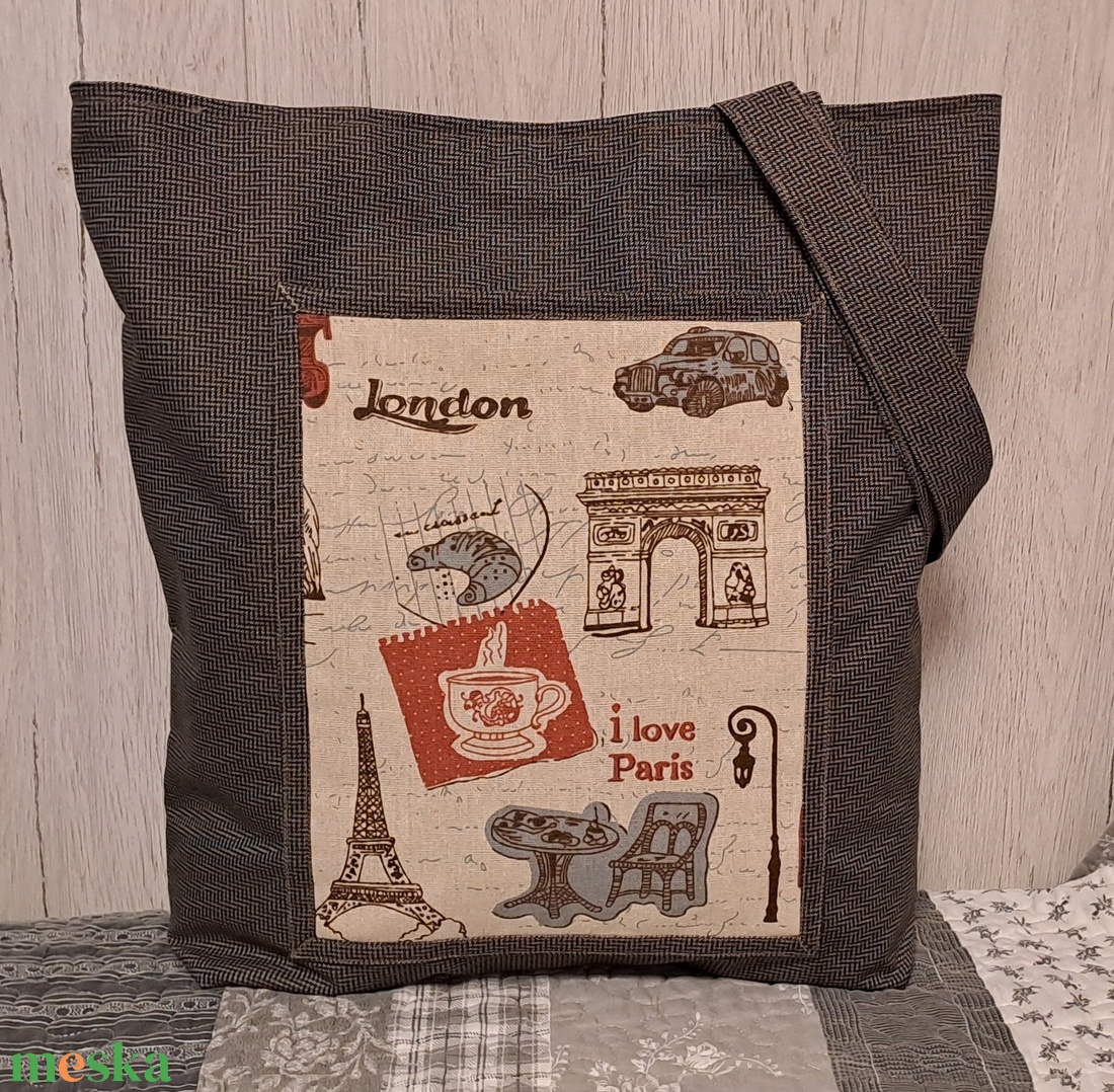 London, Párizs :) kifordítom-befordítom szatyor, ökotáska, válltáska - táska & tok - bevásárlás & shopper táska - shopper, textiltáska, szatyor - Meska.hu
