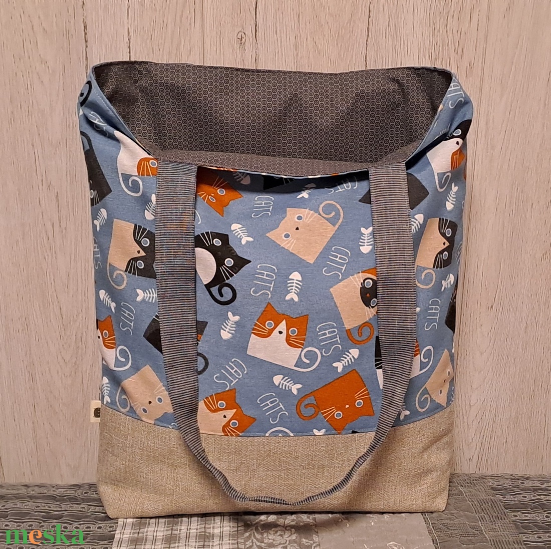 Mókás cicák :) szatyor, ökotáska, válltáska - táska & tok - bevásárlás & shopper táska - shopper, textiltáska, szatyor - Meska.hu