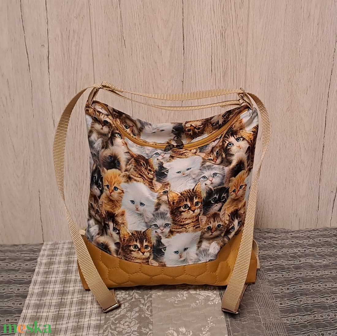 Csupa cica :) variálható válltáska/hátizsák - táska & tok - variálható táska - Meska.hu