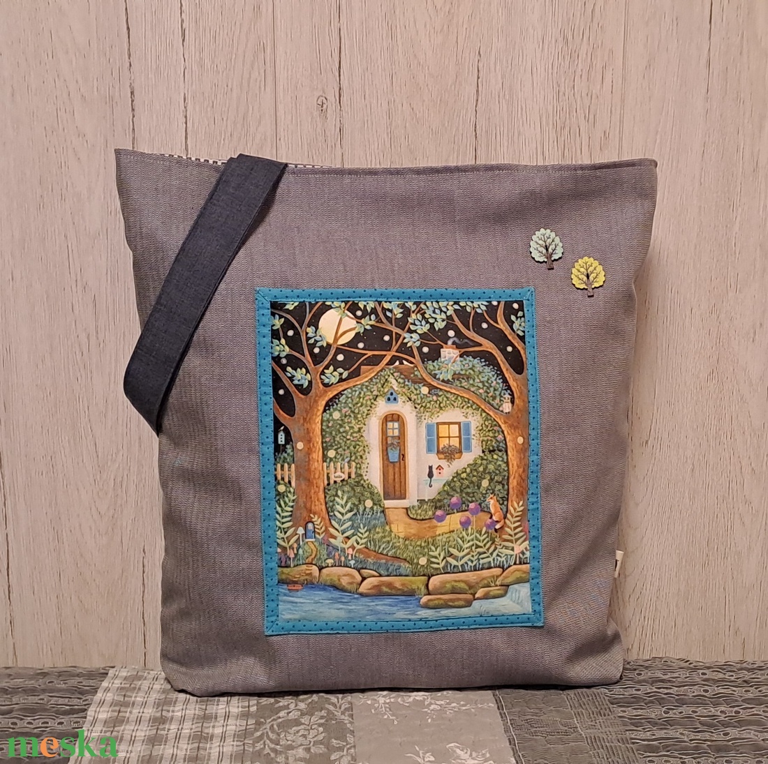 Éjszakai kert :) szatyor, ökotáska, válltáska - táska & tok - bevásárlás & shopper táska - shopper, textiltáska, szatyor - Meska.hu