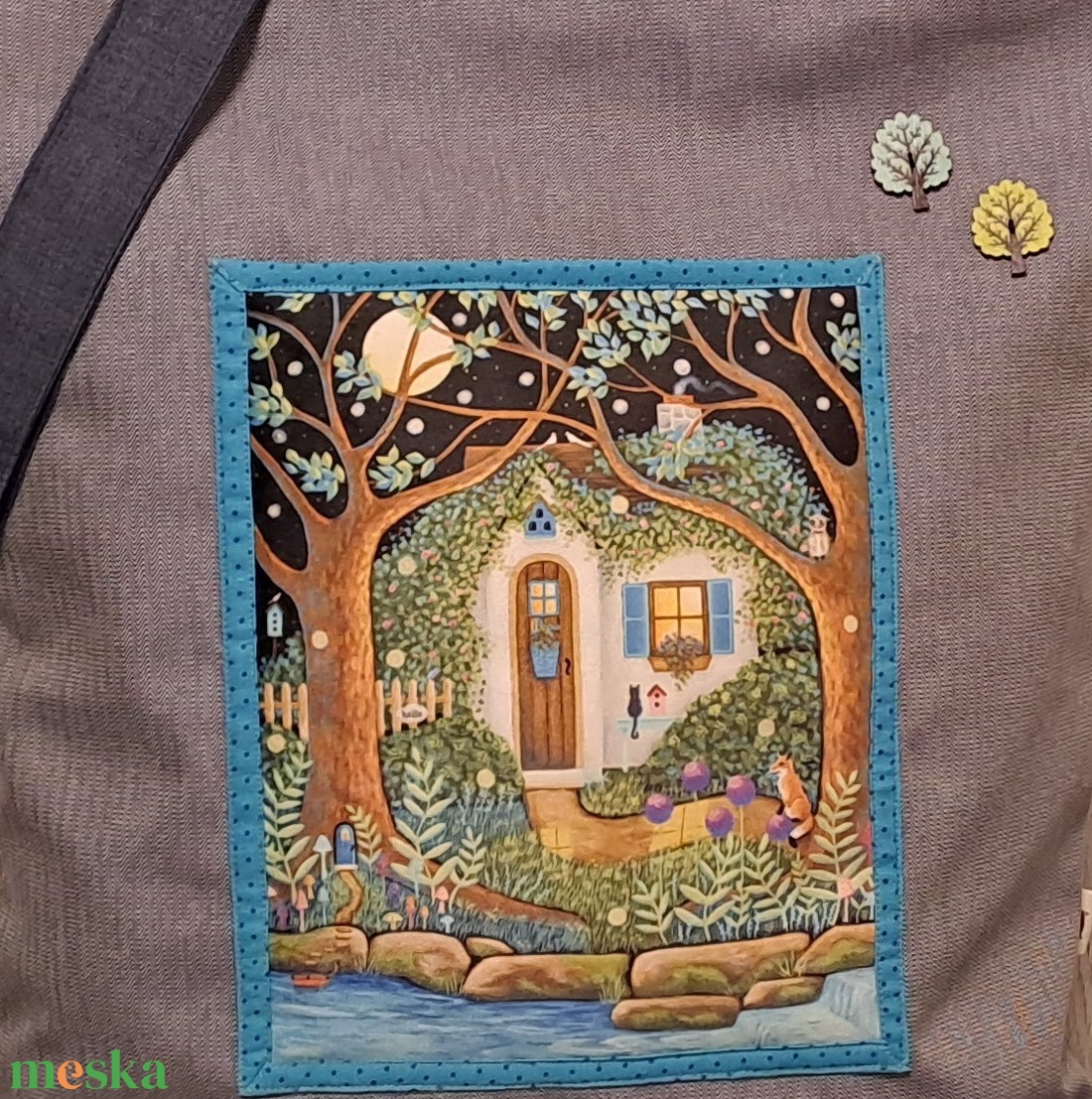 Éjszakai kert :) szatyor, ökotáska, válltáska - táska & tok - bevásárlás & shopper táska - shopper, textiltáska, szatyor - Meska.hu