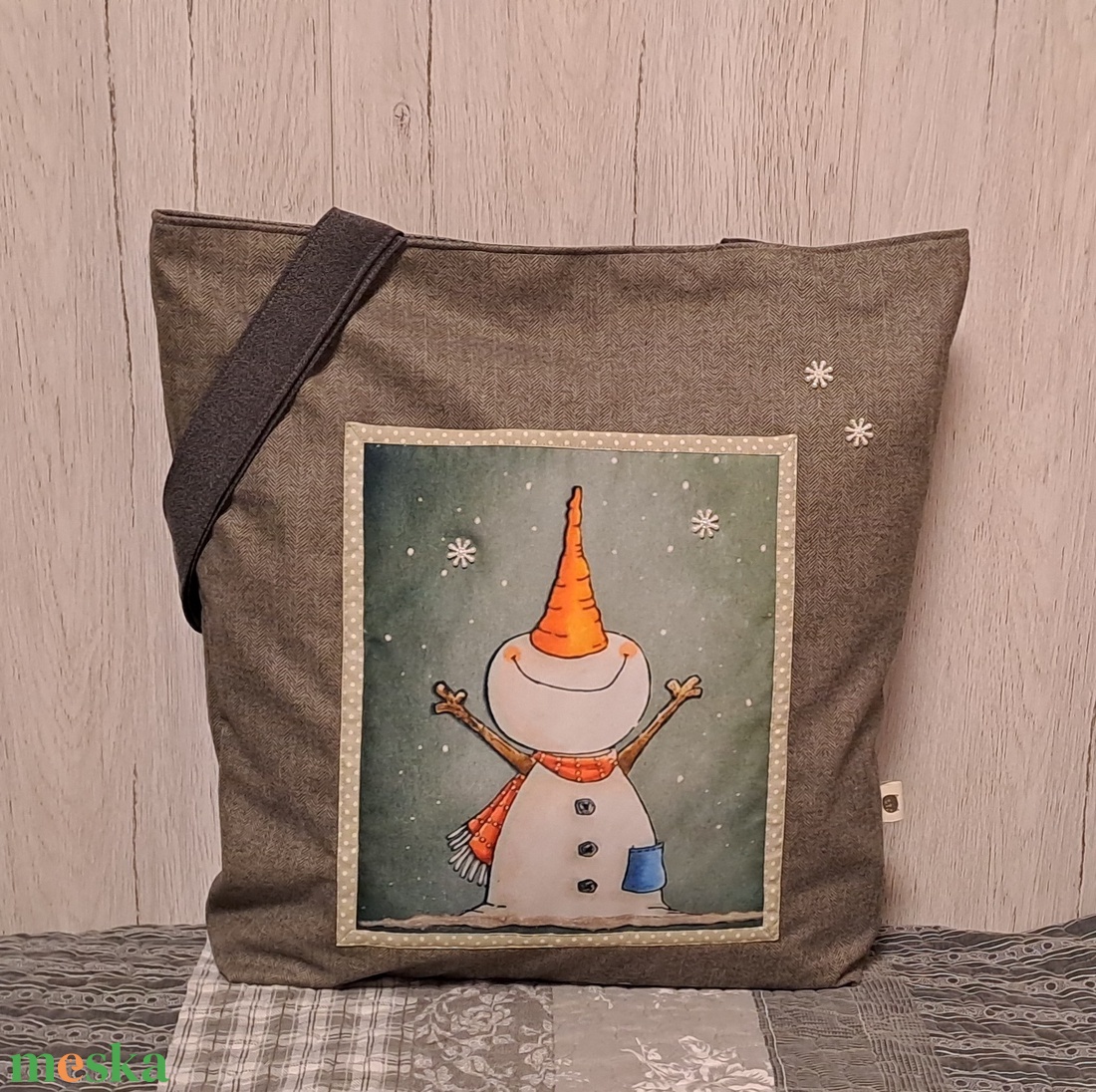 Legyen hó :) szatyor, ökotáska, válltáska - táska & tok - bevásárlás & shopper táska - shopper, textiltáska, szatyor - Meska.hu