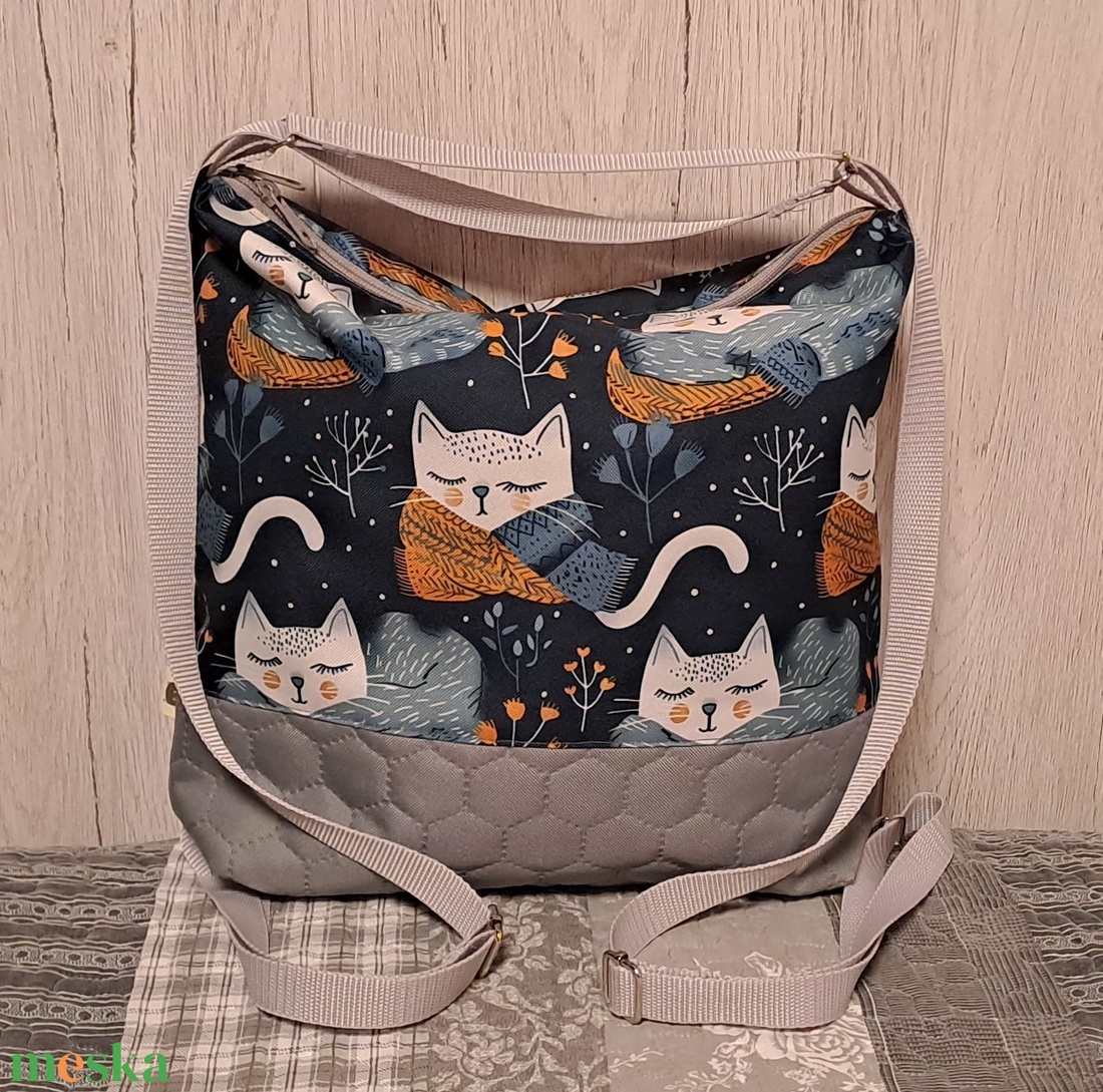 Sálas cicák :) variálható válltáska/hátizsák/crossbody táska - táska & tok - variálható táska - Meska.hu