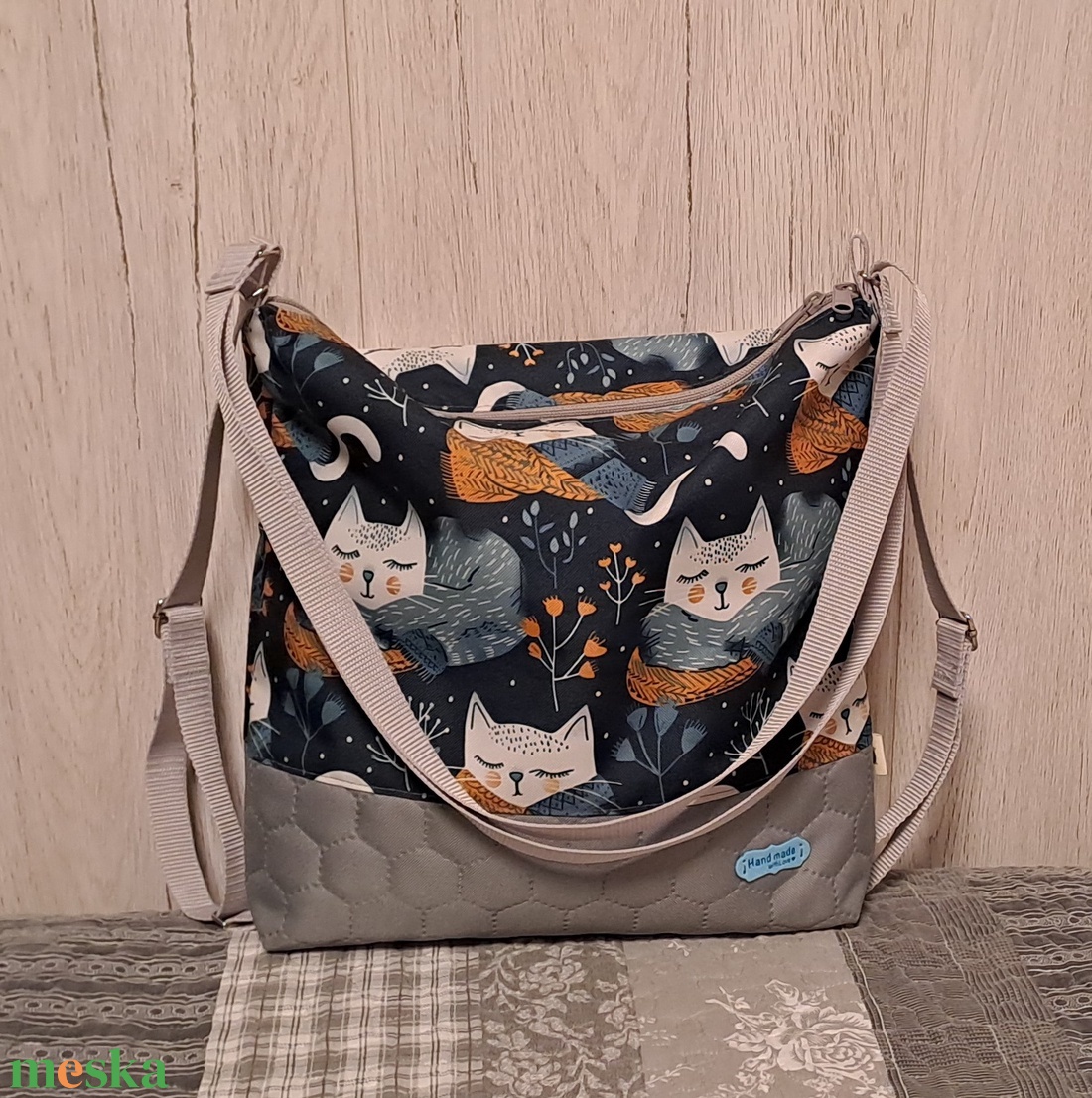 Sálas cicák :) variálható válltáska/hátizsák/crossbody táska - táska & tok - variálható táska - Meska.hu