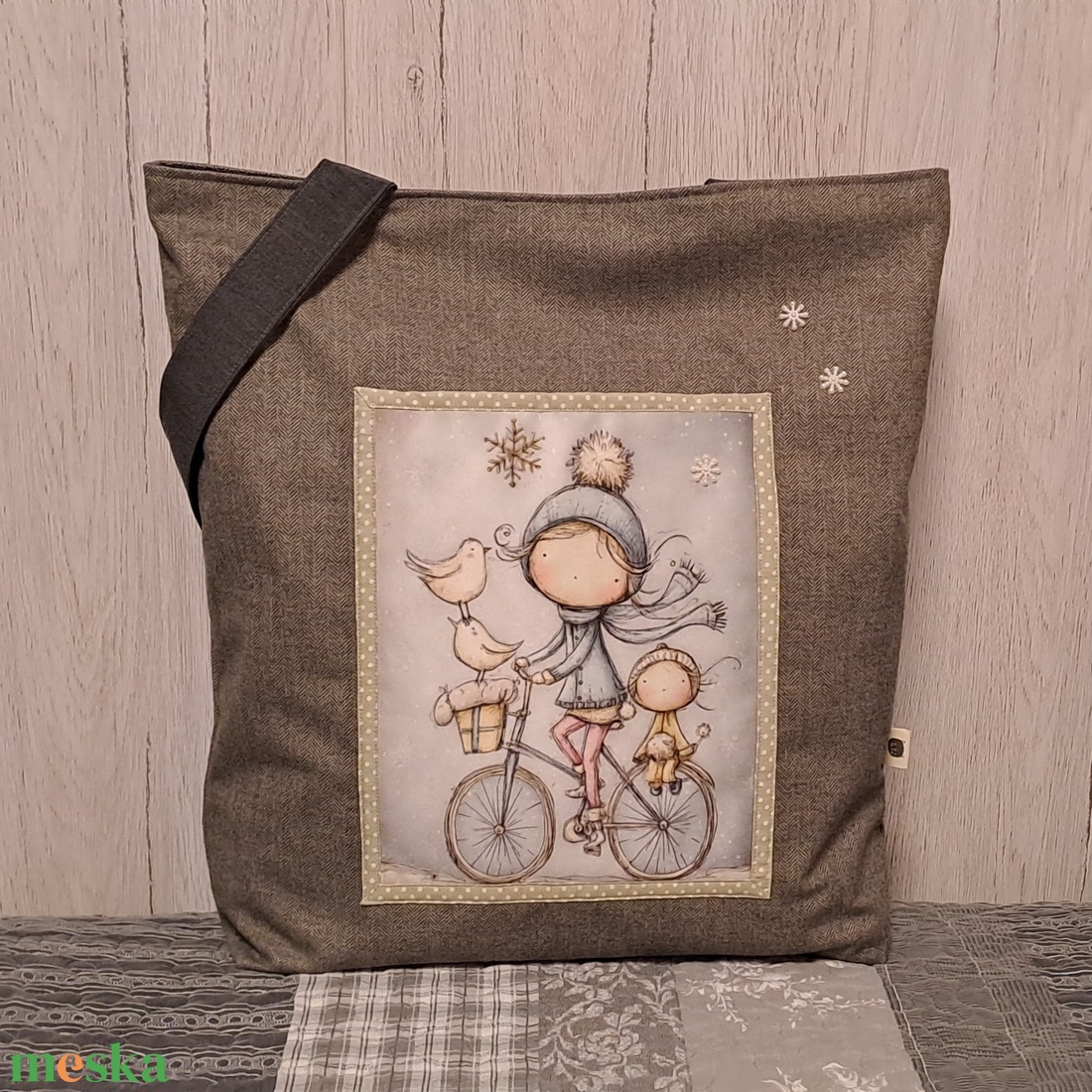 Kétkeréken  :) szatyor, ökotáska, válltáska - táska & tok - bevásárlás & shopper táska - shopper, textiltáska, szatyor - Meska.hu