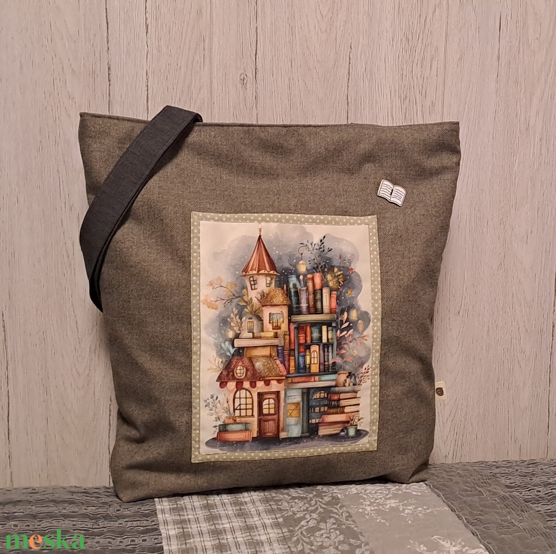 Könyvkastély  :) szatyor, ökotáska, válltáska - táska & tok - bevásárlás & shopper táska - shopper, textiltáska, szatyor - Meska.hu
