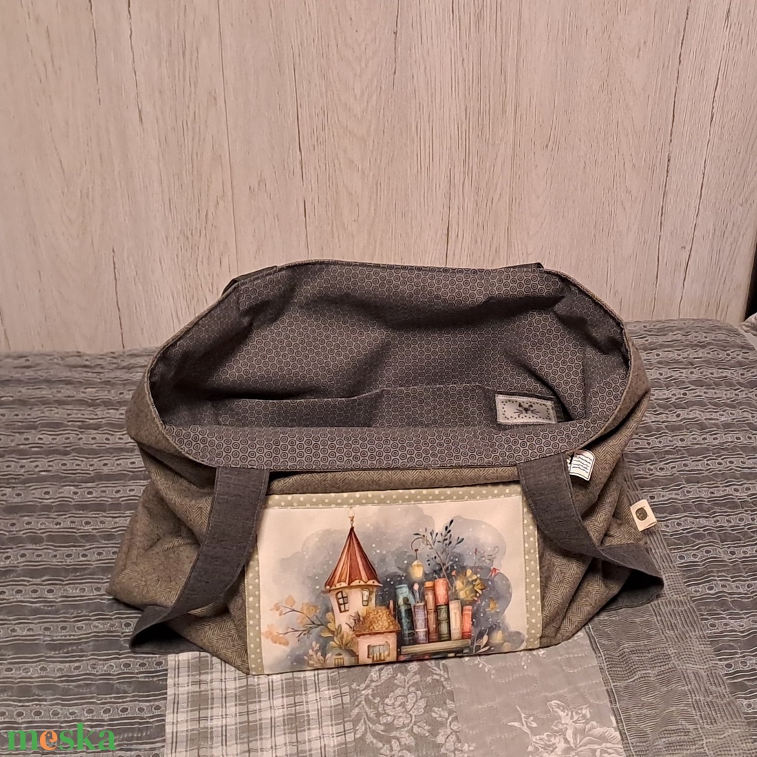 Könyvkastély  :) szatyor, ökotáska, válltáska - táska & tok - bevásárlás & shopper táska - shopper, textiltáska, szatyor - Meska.hu