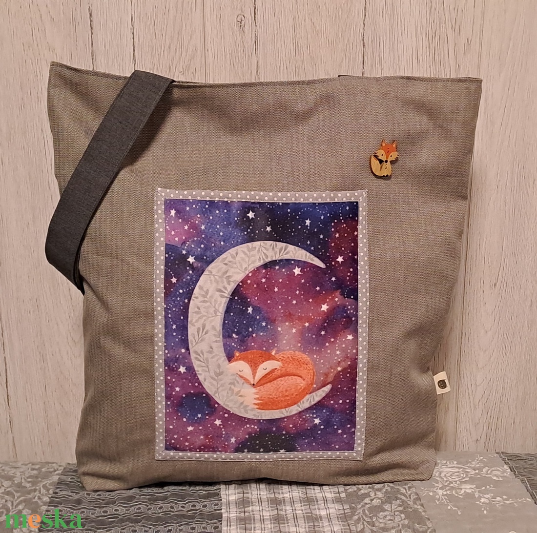 Róka a holdon :) szatyor, ökotáska, válltáska - táska & tok - bevásárlás & shopper táska - shopper, textiltáska, szatyor - Meska.hu
