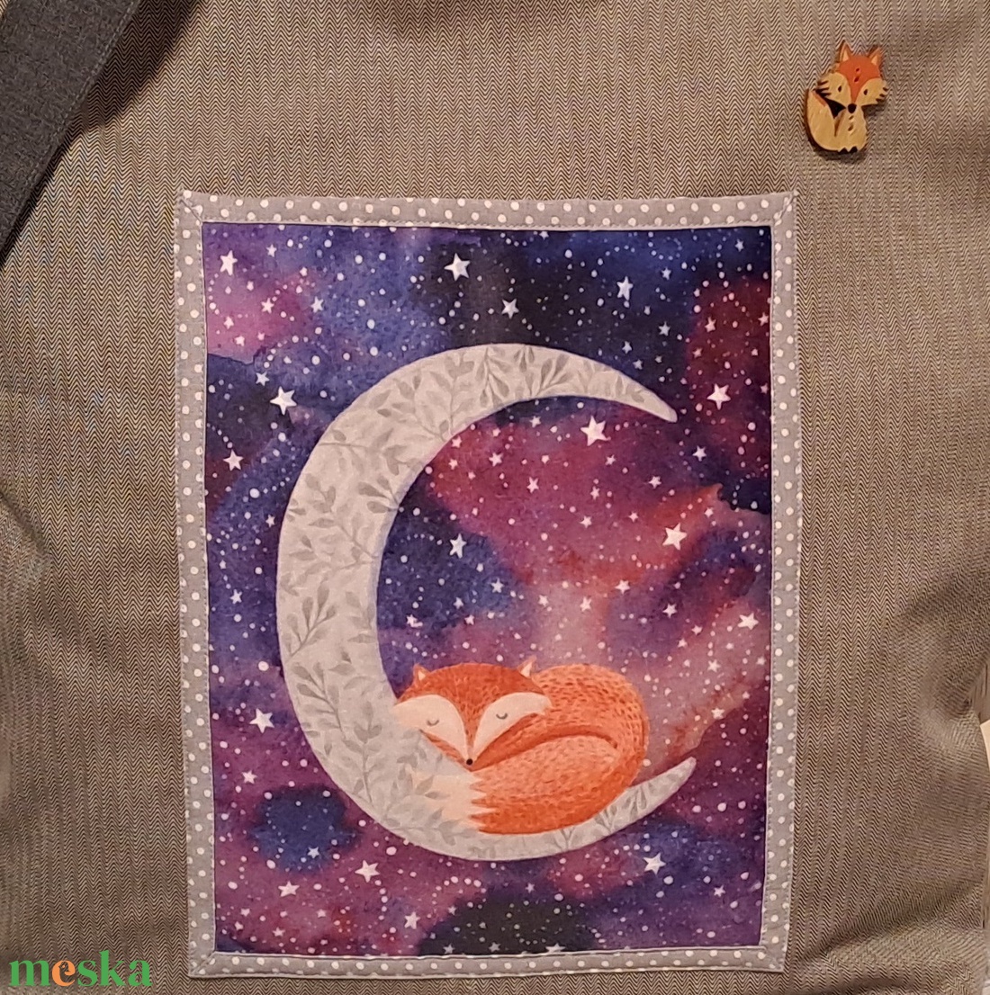 Róka a holdon :) szatyor, ökotáska, válltáska - táska & tok - bevásárlás & shopper táska - shopper, textiltáska, szatyor - Meska.hu