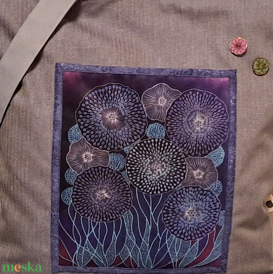 Lila-türkiz :) szatyor, ökotáska, válltáska - táska & tok - bevásárlás & shopper táska - shopper, textiltáska, szatyor - Meska.hu