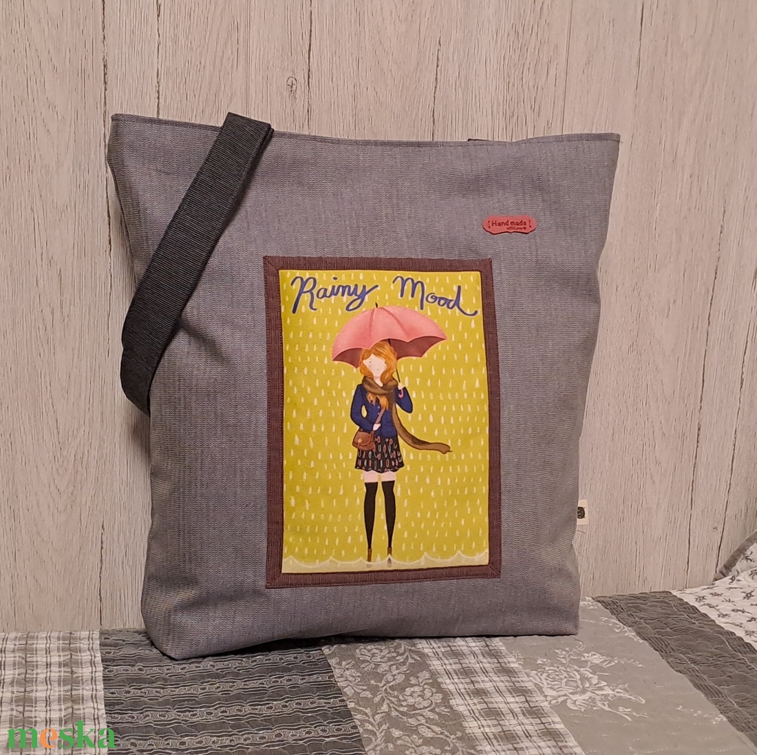 Esős hangulatban :) szatyor, ökotáska, válltáska - táska & tok - bevásárlás & shopper táska - shopper, textiltáska, szatyor - Meska.hu
