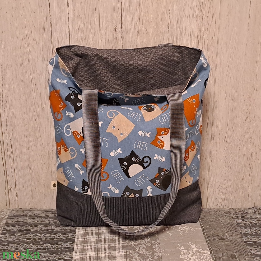 Csupa cica :) szatyor, ökotáska, válltáska - táska & tok - bevásárlás & shopper táska - shopper, textiltáska, szatyor - Meska.hu
