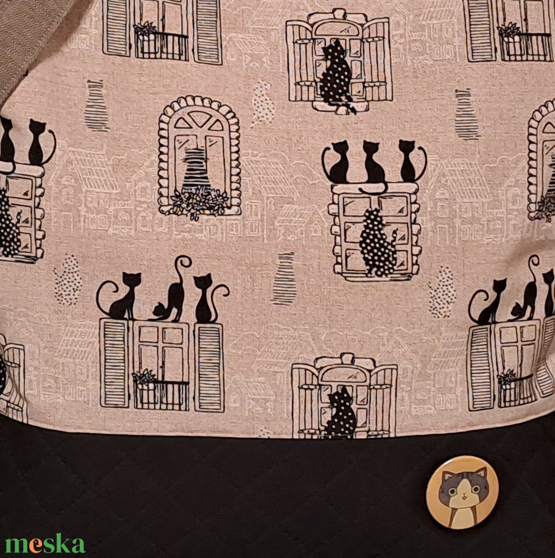 Cicák az ablakban :) szatyor, ökotáska, válltáska - táska & tok - bevásárlás & shopper táska - shopper, textiltáska, szatyor - Meska.hu