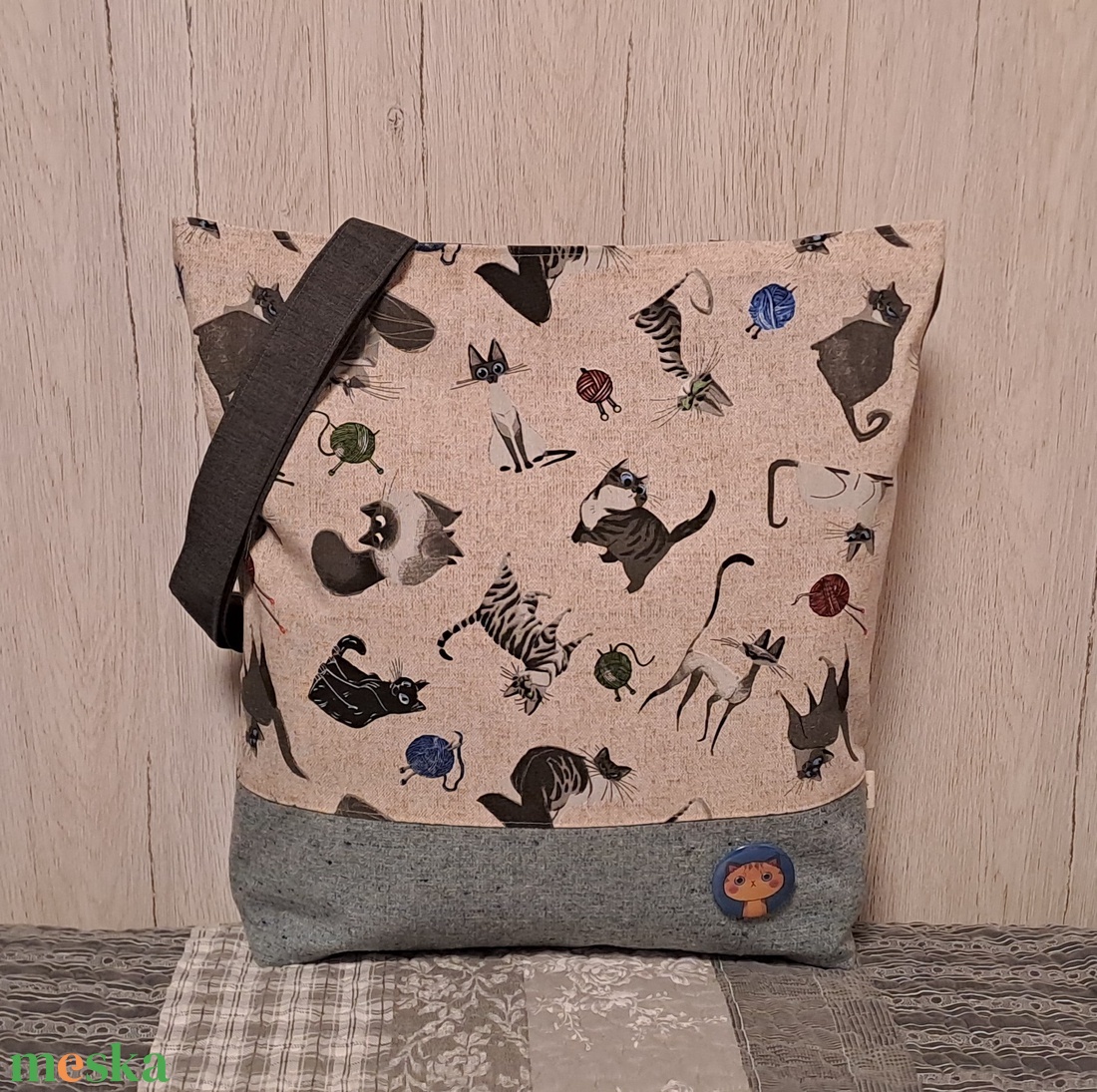 Macskafélék :) szatyor, ökotáska, válltáska - táska & tok - bevásárlás & shopper táska - shopper, textiltáska, szatyor - Meska.hu