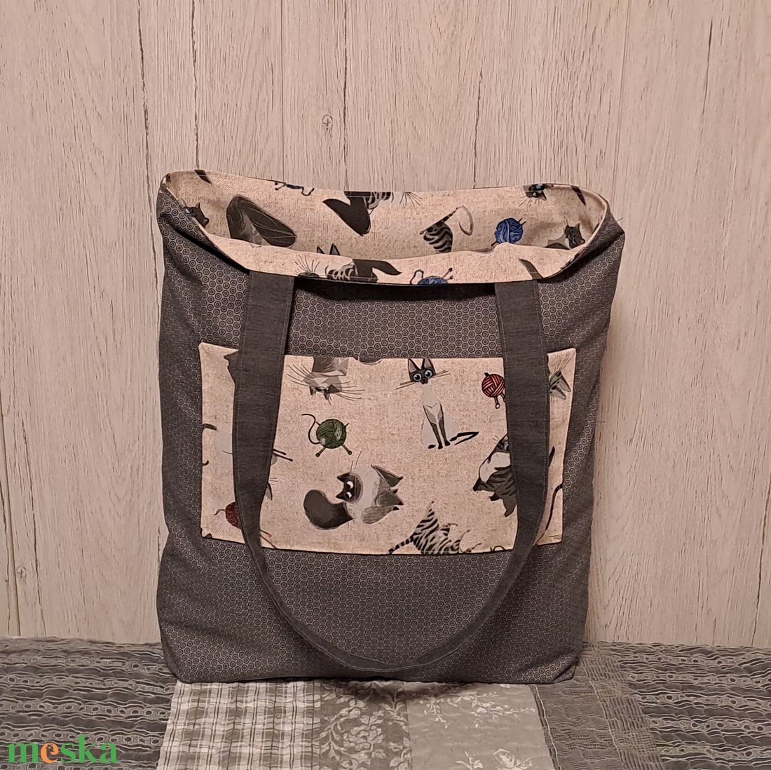Macskafélék :) szatyor, ökotáska, válltáska - táska & tok - bevásárlás & shopper táska - shopper, textiltáska, szatyor - Meska.hu