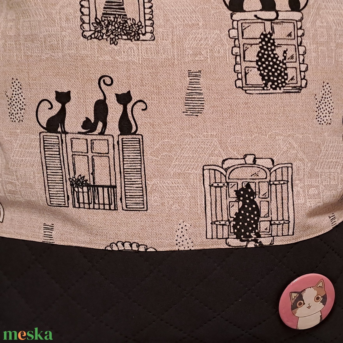 Cicák az ablakban 2.0 :) szatyor, ökotáska, válltáska - táska & tok - bevásárlás & shopper táska - shopper, textiltáska, szatyor - Meska.hu