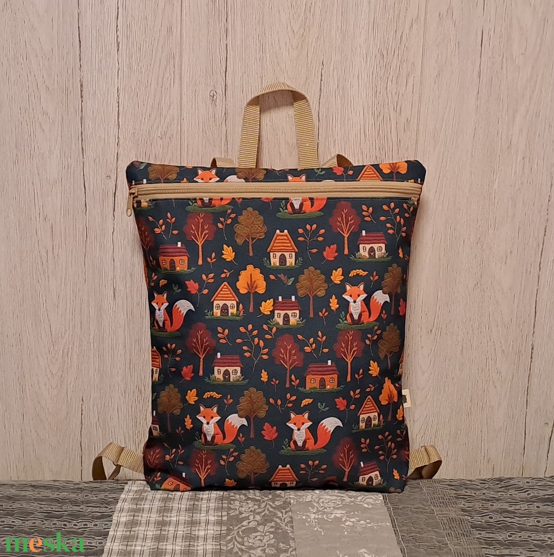 Rókás, házikós :) hátizsák/laptop hátizsák - táska & tok - hátizsák - hátizsák - Meska.hu