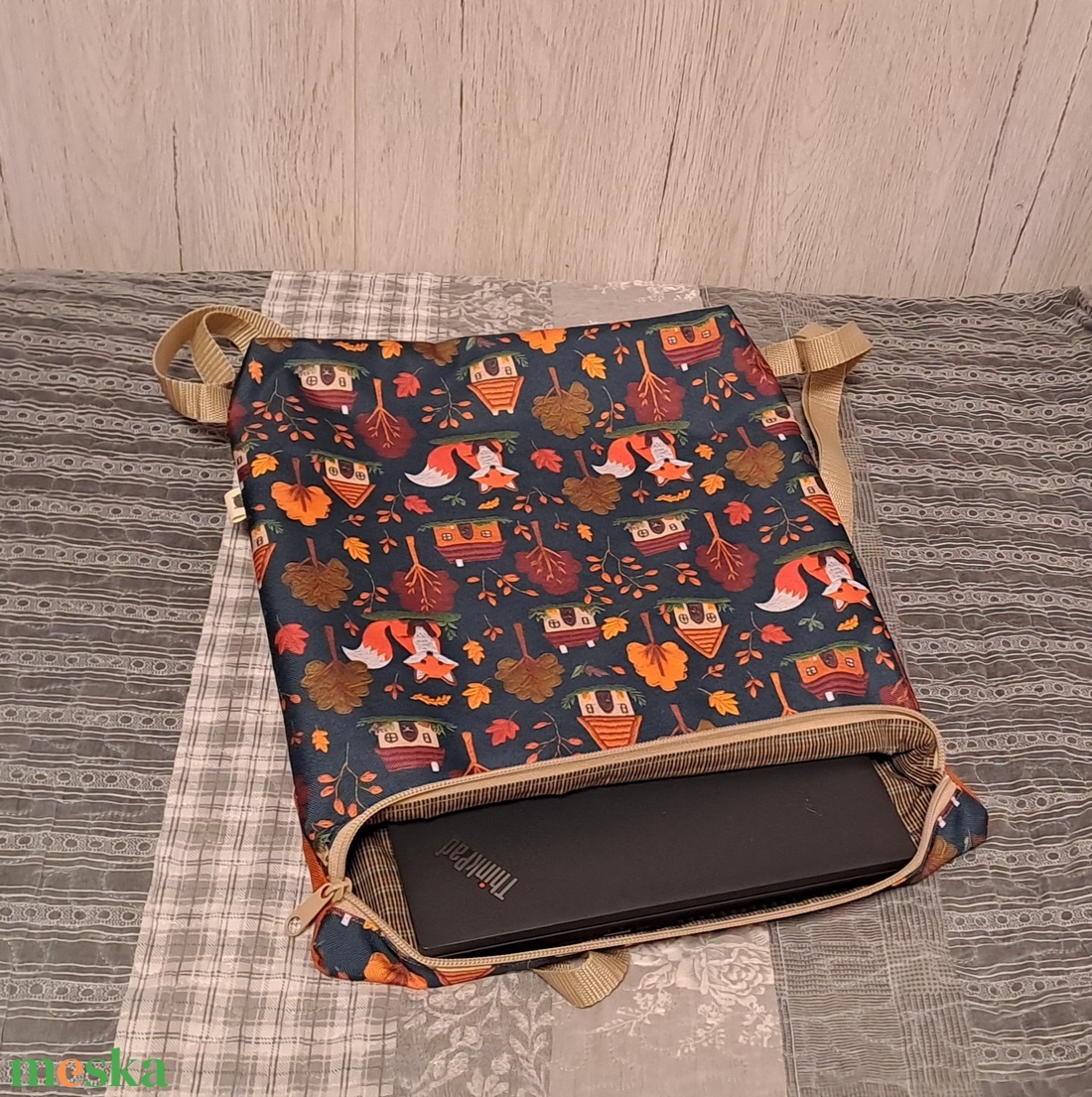 Rókás, házikós :) hátizsák/laptop hátizsák - táska & tok - hátizsák - hátizsák - Meska.hu