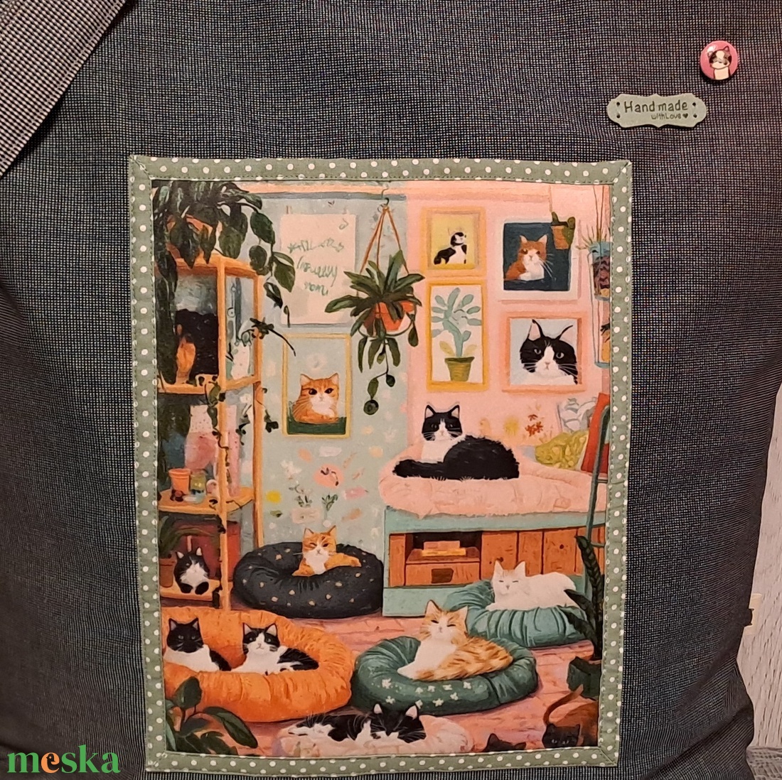 Macskák mindenhol :) szatyor, ökotáska, válltáska - táska & tok - bevásárlás & shopper táska - shopper, textiltáska, szatyor - Meska.hu