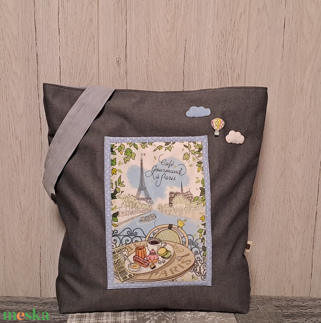 Párizsi reggeli  :) szatyor, ökotáska, válltáska - táska & tok - bevásárlás & shopper táska - shopper, textiltáska, szatyor - Meska.hu