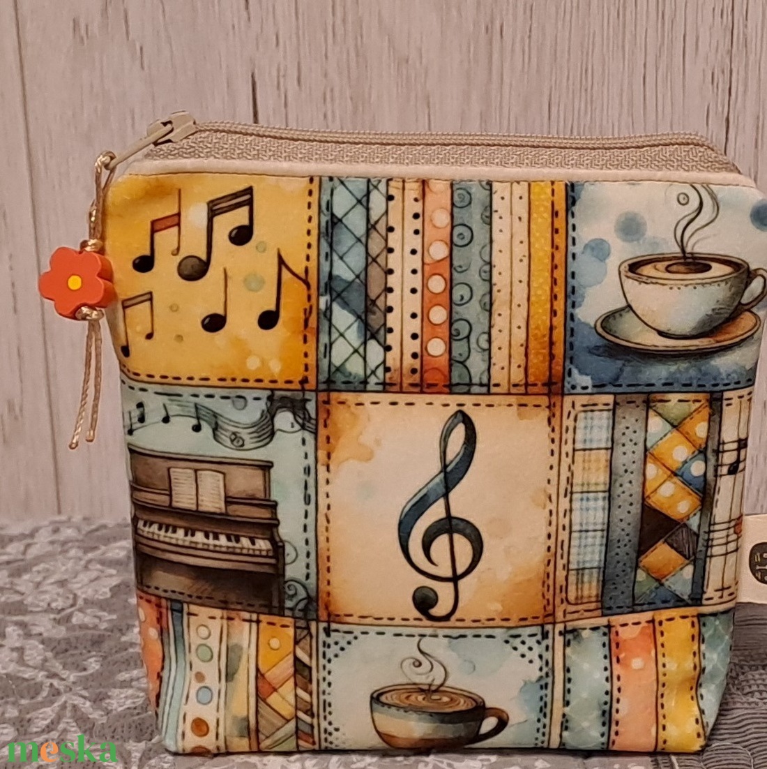 Zene és kávé :) neszesszer/sminktáska/betéttartó - táska & tok - neszesszer - Meska.hu