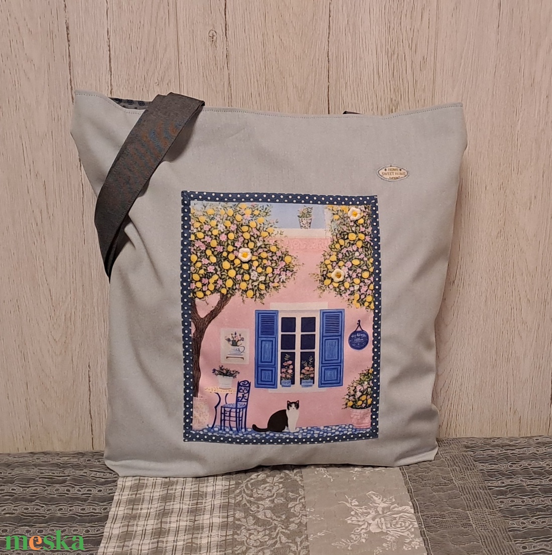 Mediterrán hangulat :) szatyor, ökotáska, válltáska - táska & tok - bevásárlás & shopper táska - shopper, textiltáska, szatyor - Meska.hu