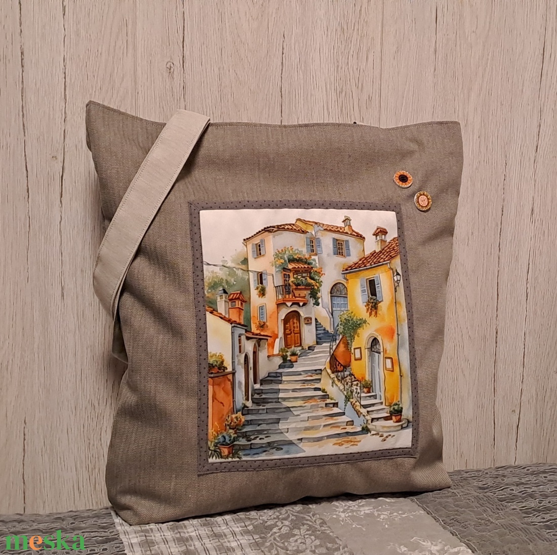 Mediterrán hangulat :) szatyor, ökotáska, válltáska - táska & tok - bevásárlás & shopper táska - shopper, textiltáska, szatyor - Meska.hu