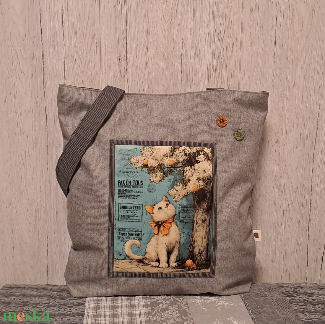 Vintage hangulat :) szatyor, ökotáska, válltáska - táska & tok - bevásárlás & shopper táska - shopper, textiltáska, szatyor - Meska.hu