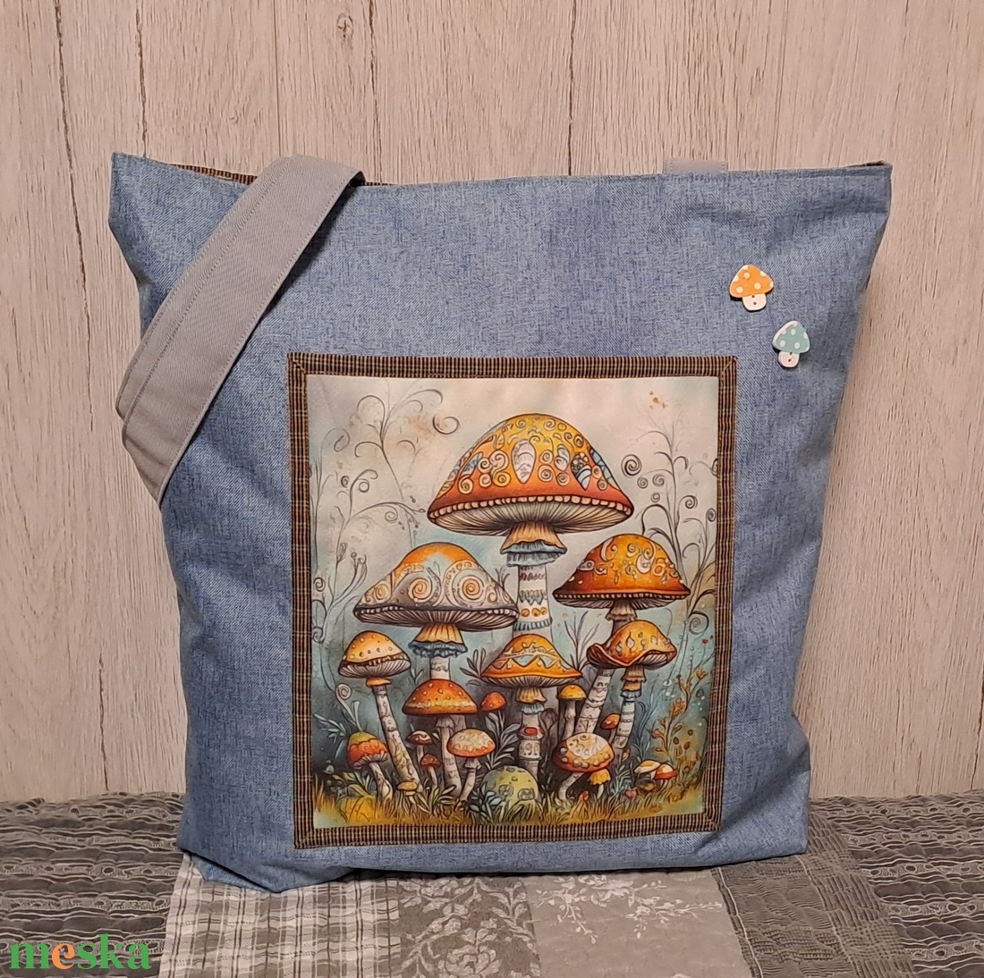 Gombák :) szatyor, ökotáska, válltáska - táska & tok - bevásárlás & shopper táska - shopper, textiltáska, szatyor - Meska.hu
