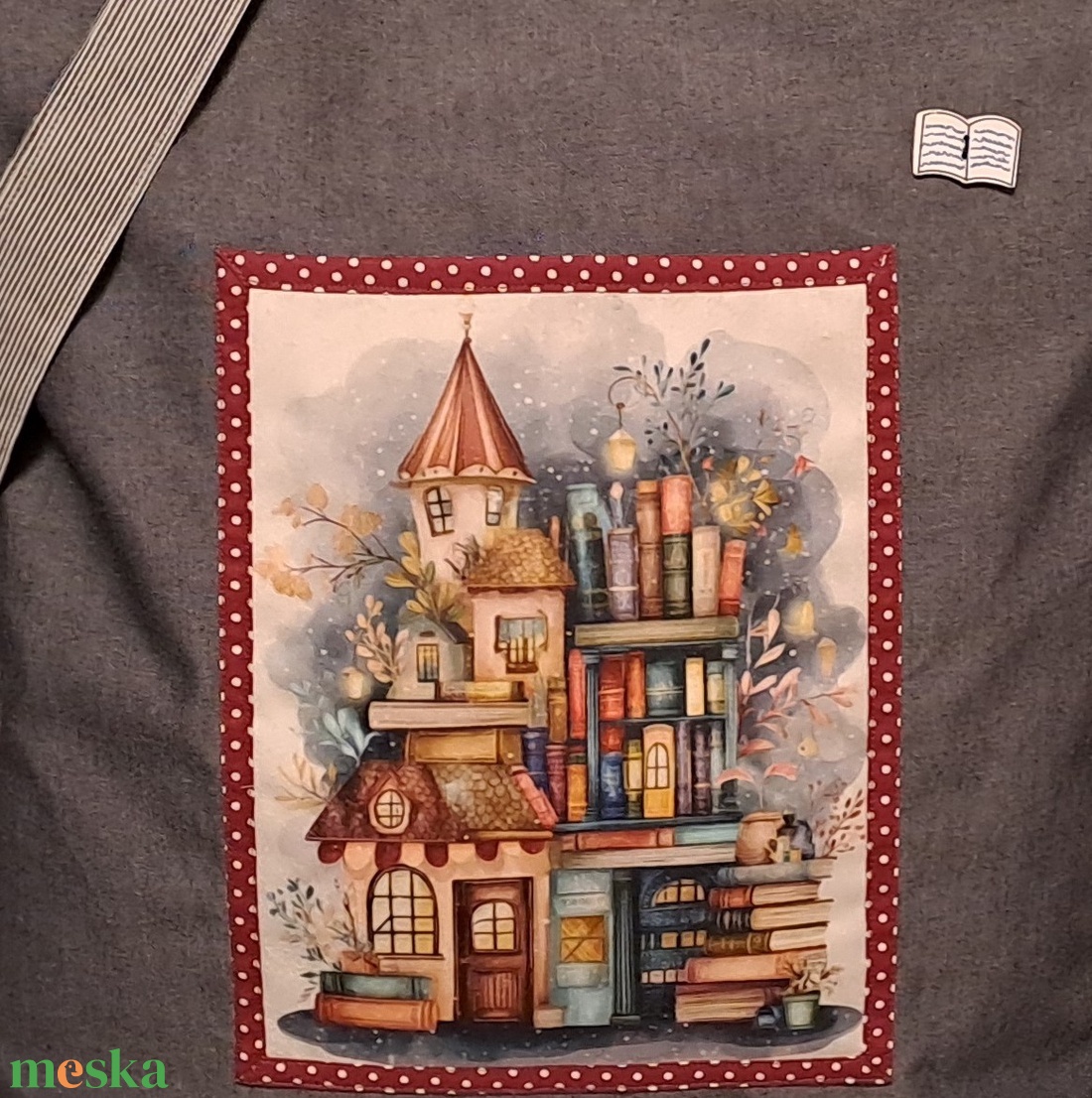 Könyvesház :) szatyor, ökotáska, válltáska - táska & tok - bevásárlás & shopper táska - shopper, textiltáska, szatyor - Meska.hu