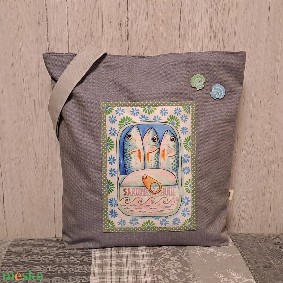 Szardinia konzerv :) szatyor, ökotáska, válltáska - táska & tok - bevásárlás & shopper táska - shopper, textiltáska, szatyor - Meska.hu