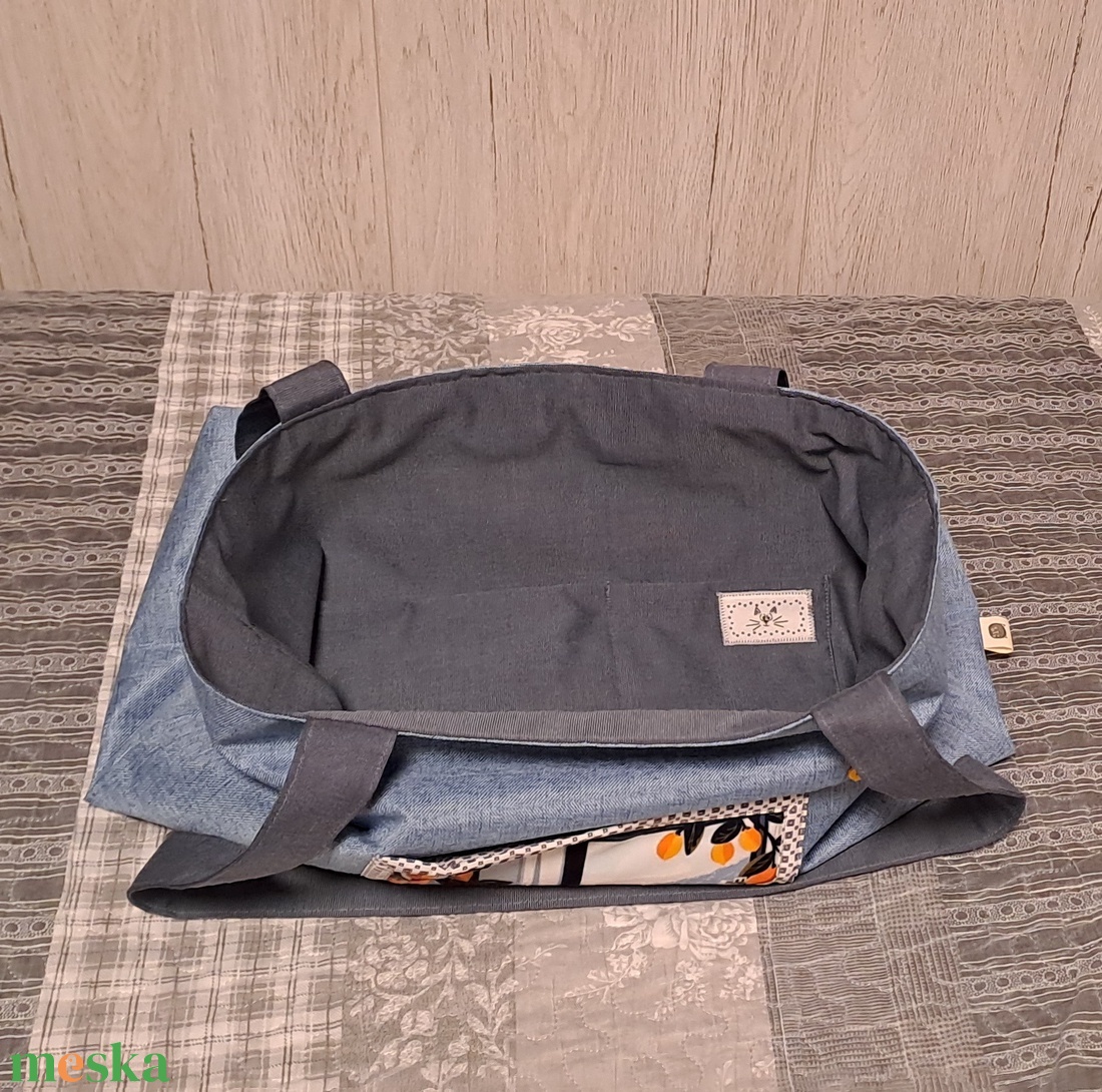 Kék és narancs hangulat :) szatyor, ökotáska, válltáska - táska & tok - bevásárlás & shopper táska - shopper, textiltáska, szatyor - Meska.hu