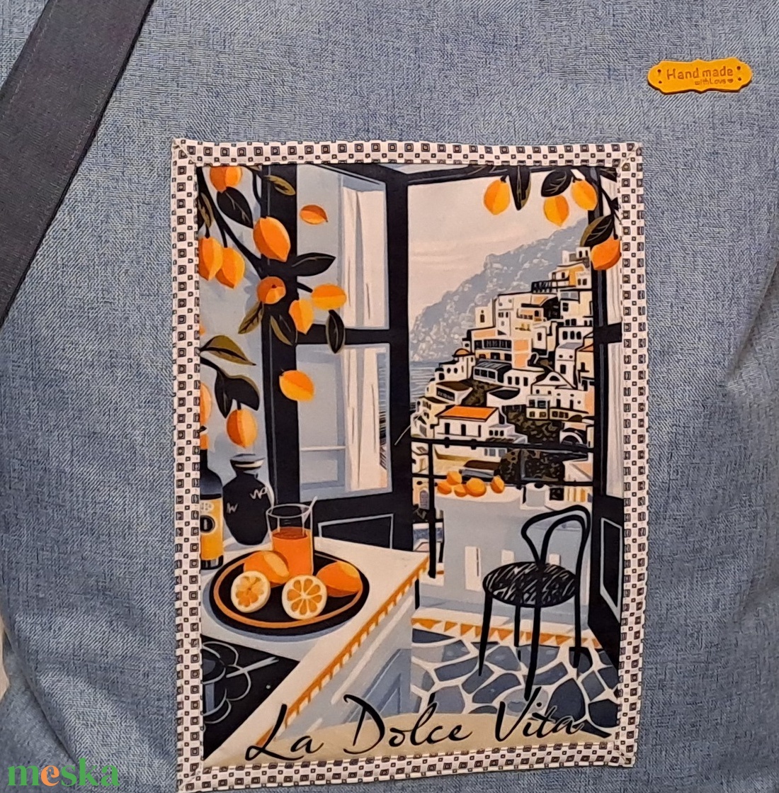 Kék és narancs hangulat :) szatyor, ökotáska, válltáska - táska & tok - bevásárlás & shopper táska - shopper, textiltáska, szatyor - Meska.hu