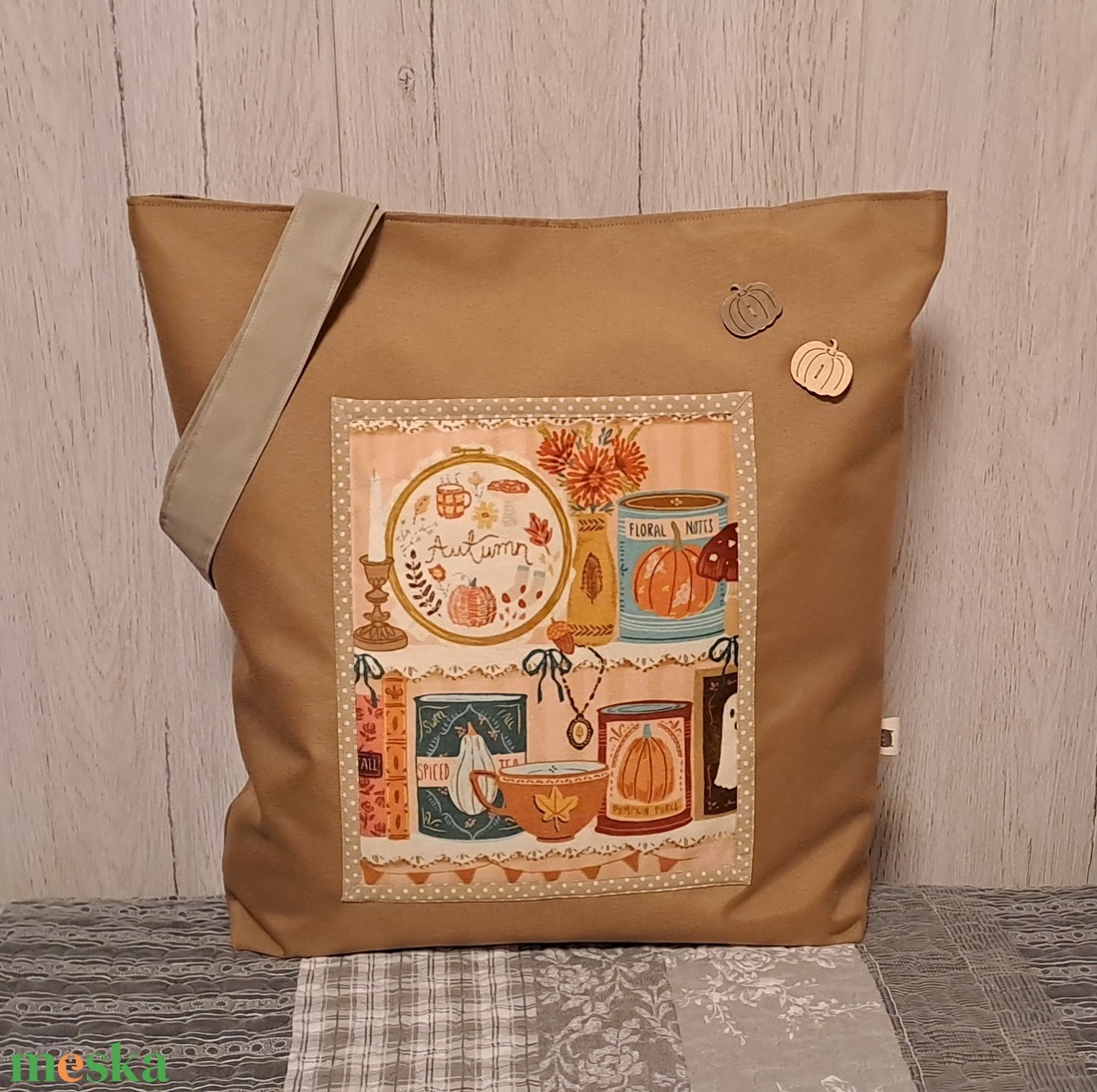 Őszre hangolva :) szatyor, ökotáska, válltáska - táska & tok - bevásárlás & shopper táska - shopper, textiltáska, szatyor - Meska.hu
