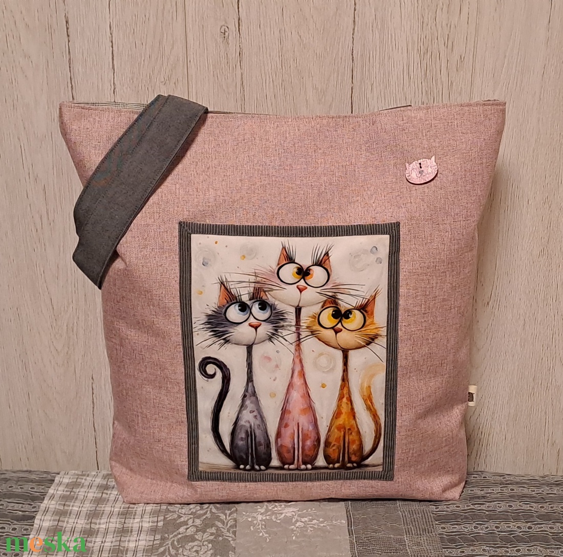 Három a macska :) szatyor, ökotáska, válltáska - táska & tok - bevásárlás & shopper táska - shopper, textiltáska, szatyor - Meska.hu