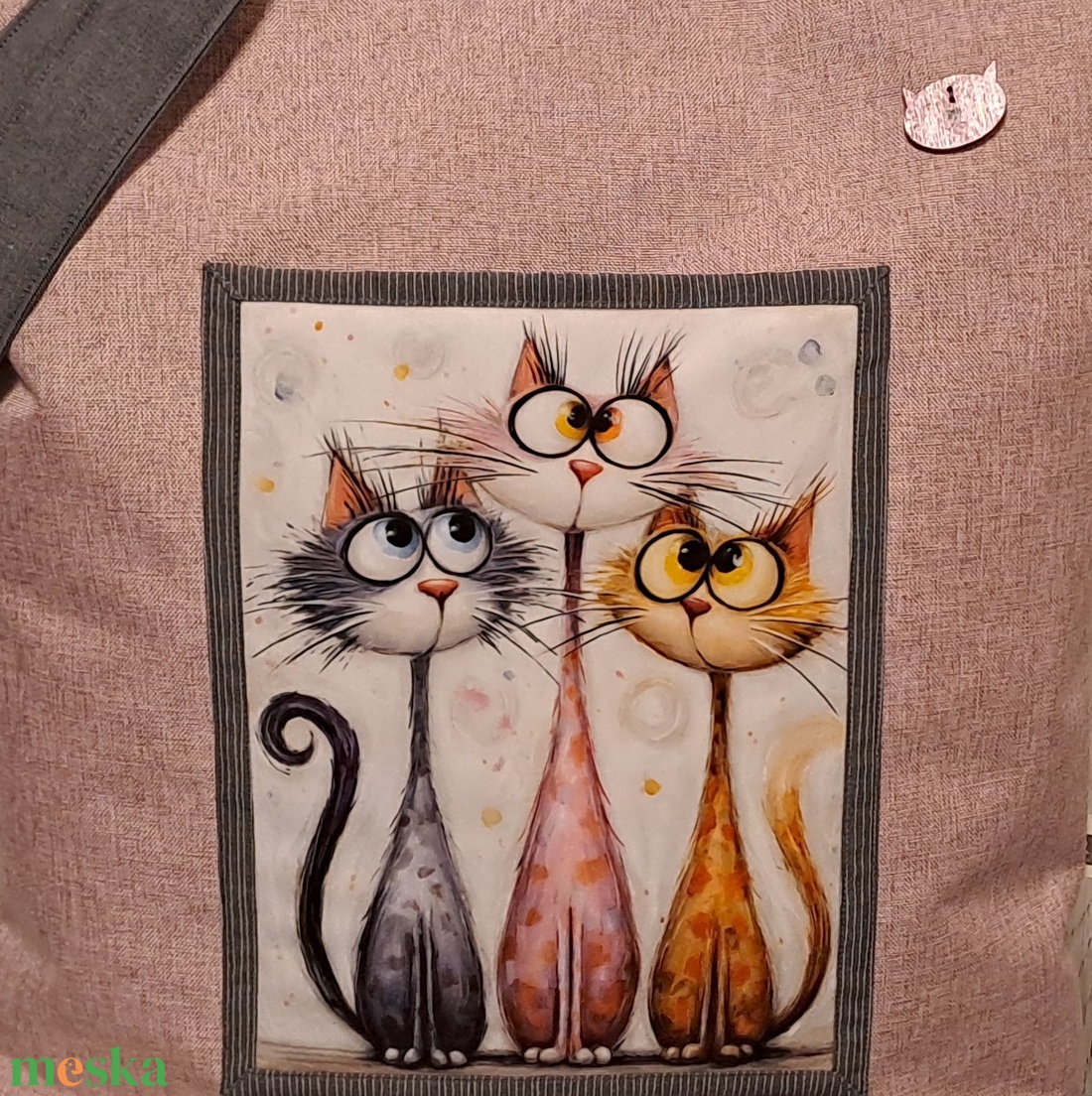 Három a macska :) szatyor, ökotáska, válltáska - táska & tok - bevásárlás & shopper táska - shopper, textiltáska, szatyor - Meska.hu