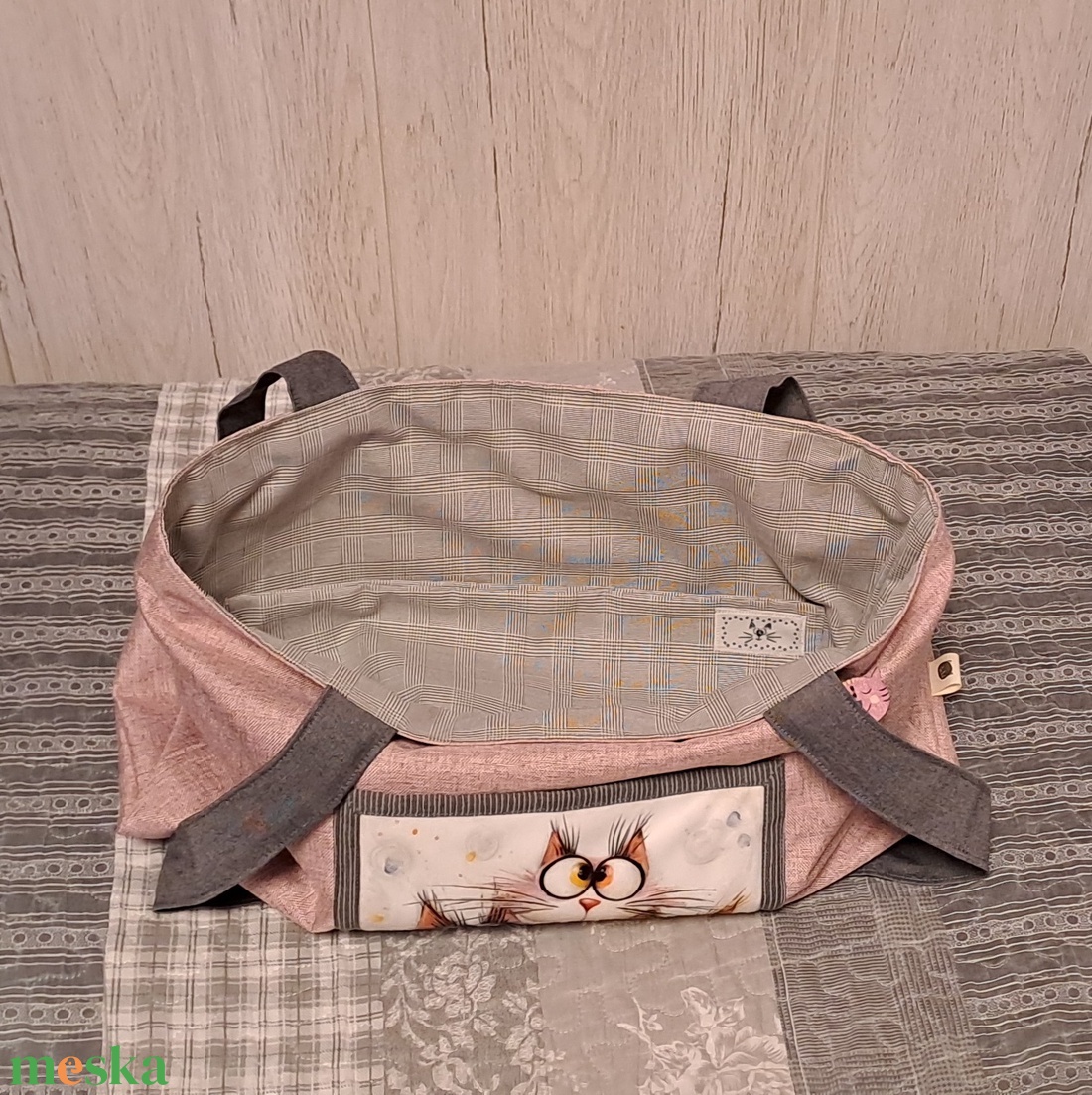 Három a macska :) szatyor, ökotáska, válltáska - táska & tok - bevásárlás & shopper táska - shopper, textiltáska, szatyor - Meska.hu