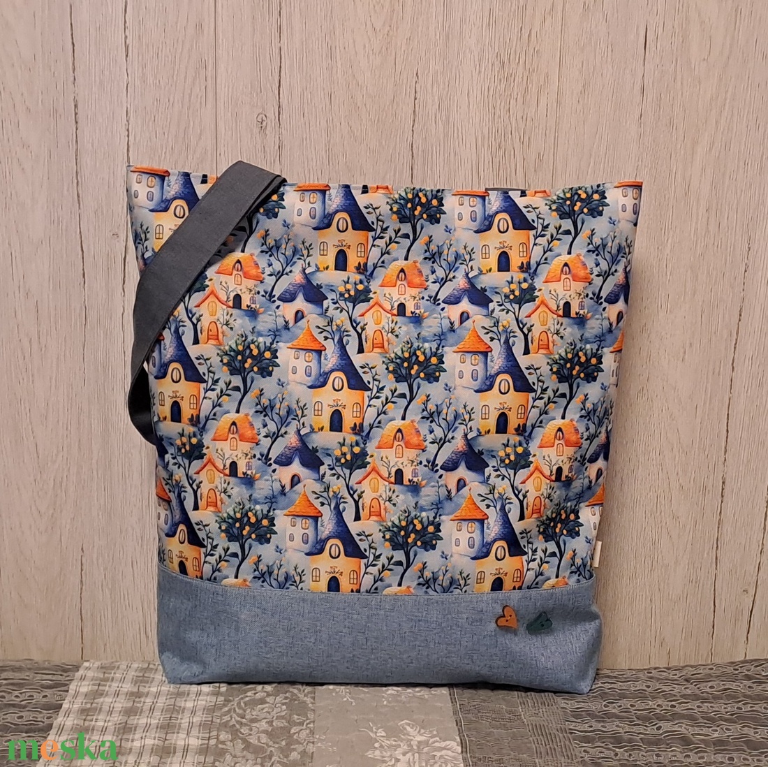 Kék és narancssárga :) szatyor, ökotáska, válltáska - táska & tok - bevásárlás & shopper táska - shopper, textiltáska, szatyor - Meska.hu