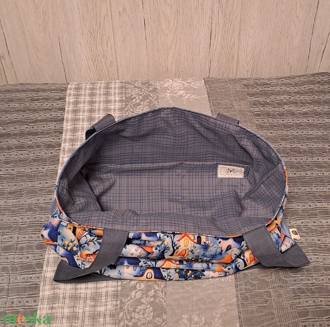 Kék és narancssárga :) szatyor, ökotáska, válltáska - táska & tok - bevásárlás & shopper táska - shopper, textiltáska, szatyor - Meska.hu